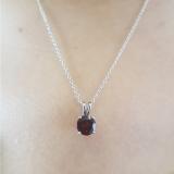1.00 Carat (ctw) Sterling Silver Round Cut Garnet Ladies Solitaire Pendant (Chain Included) 1 CT
