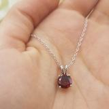 1.00 Carat (ctw) Sterling Silver Round Cut Garnet Ladies Solitaire Pendant (Chain Included) 1 CT