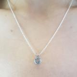 1.00 Carat (ctw) Sterling Silver Round Cut Aquamarine Ladies Solitaire Pendant (Chain Included) 1 CT