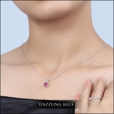 1.00 Carat (ctw) Sterling Silver Round Cut Ruby Ladies Solitaire Pendant (Chain Included) 1 CT