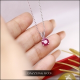 1.00 Carat (ctw) Sterling Silver Round Cut Ruby Ladies Solitaire Pendant (Chain Included) 1 CT
