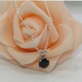 1.50 Carat (ctw) Sterling Silver Round Cut Black Sapphire Ladies Solitaire Pendant (Chain Included) 1 1/2 CT