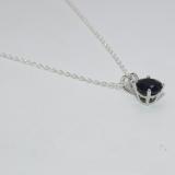 1.50 Carat (ctw) Sterling Silver Round Cut Black Sapphire Ladies Solitaire Pendant (Chain Included) 1 1/2 CT
