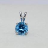 1.50 Carat (ctw) Sterling Silver Round Cut Blue topaz Ladies Solitaire Pendant (Chain Included) 1 1/2 CT
