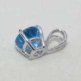 1.50 Carat (ctw) Sterling Silver Round Cut Blue topaz Ladies Solitaire Pendant (Chain Included) 1 1/2 CT