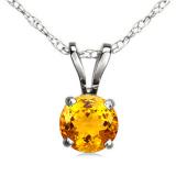 1.50 Carat (ctw) Sterling Silver Round Cut Citrine Ladies Solitaire Pendant (Chain Included) 1 1/2 CT