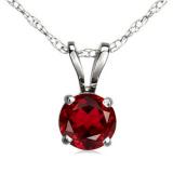 1.50 Carat (ctw) Sterling Silver Round Cut Garnet Ladies Solitaire Pendant (Chain Included) 1 1/2 CT