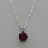 1.50 Carat (ctw) Sterling Silver Round Cut Garnet Ladies Solitaire Pendant (Chain Included) 1 1/2 CT