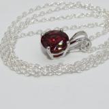 1.50 Carat (ctw) Sterling Silver Round Cut Garnet Ladies Solitaire Pendant (Chain Included) 1 1/2 CT