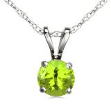 1.50 Carat (ctw) Sterling Silver Round Cut Peridot Ladies Solitaire Pendant (Chain Included) 1 1/2 CT