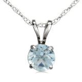 1.50 Carat (ctw) Sterling Silver Round Cut Aquamarine Ladies Solitaire Pendant (Chain Included) 1 1/2 CT
