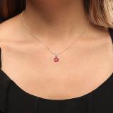 1.50 Carat (ctw) Sterling Silver Round Cut Ruby Ladies Solitaire Pendant (Chain Included) 1 1/2 CT