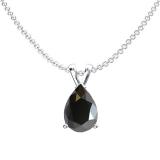 1.00 Carat (ctw) Sterling Silver Pear Cut Black Sapphire Ladies Solitaire Pendant (Chain Included) 1 CT