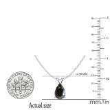 1.00 Carat (ctw) Sterling Silver Pear Cut Black Sapphire Ladies Solitaire Pendant (Chain Included) 1 CT