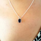 1.00 Carat (ctw) Sterling Silver Pear Cut Black Sapphire Ladies Solitaire Pendant (Chain Included) 1 CT