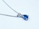1.00 Carat (ctw) Sterling Silver Pear Cut Blue topaz Ladies Solitaire Pendant (Chain Included) 1 CT