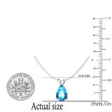 1.00 Carat (ctw) Sterling Silver Pear Cut Blue topaz Ladies Solitaire Pendant (Chain Included) 1 CT