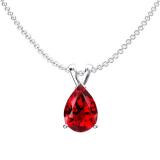 1.00 Carat (ctw) Sterling Silver Pear Cut Garnet Ladies Solitaire Pendant (Chain Included) 1 CT