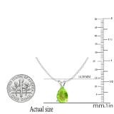 1.00 Carat (ctw) Sterling Silver Pear Cut Peridot Ladies Solitaire Pendant (Chain Included) 1 CT