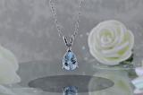1.00 Carat (ctw) Sterling Silver Pear Cut Aquamarine Ladies Solitaire Pendant (Chain Included) 1 CT