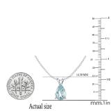 1.00 Carat (ctw) Sterling Silver Pear Cut Aquamarine Ladies Solitaire Pendant (Chain Included) 1 CT