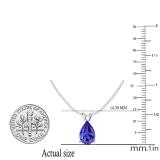 1.00 Carat (ctw) Sterling Silver Pear Cut Tanzanite Ladies Solitaire Pendant (Chain Included) 1 CT