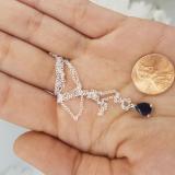 1.00 Carat (ctw) Sterling Silver Pear Cut Blue Sapphire Ladies Solitaire Pendant (Chain Included) 1 CT