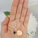 1.00 Carat (ctw) Sterling Silver Pear Cut Blue Sapphire Ladies Solitaire Pendant (Chain Included) 1 CT