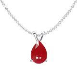1.00 Carat (ctw) Sterling Silver Pear Cut Ruby Ladies Solitaire Pendant (Chain Included) 1 CT