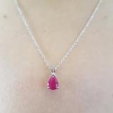 1.00 Carat (ctw) Sterling Silver Pear Cut Ruby Ladies Solitaire Pendant (Chain Included) 1 CT