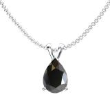1.50 Carat (ctw) Sterling Silver Pear Cut Black Sapphire Ladies Solitaire Pendant (Chain Included) 1 1/2 CT