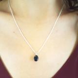1.50 Carat (ctw) Sterling Silver Pear Cut Black Sapphire Ladies Solitaire Pendant (Chain Included) 1 1/2 CT