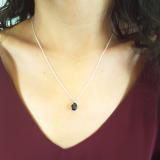 1.50 Carat (ctw) Sterling Silver Pear Cut Black Sapphire Ladies Solitaire Pendant (Chain Included) 1 1/2 CT