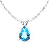 1.50 Carat (ctw) Sterling Silver Pear Cut Blue topaz Ladies Solitaire Pendant (Chain Included) 1 1/2 CT