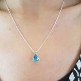 1.50 Carat (ctw) Sterling Silver Pear Cut Blue topaz Ladies Solitaire Pendant (Chain Included) 1 1/2 CT