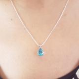 1.50 Carat (ctw) Sterling Silver Pear Cut Blue topaz Ladies Solitaire Pendant (Chain Included) 1 1/2 CT