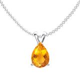 1.50 Carat (ctw) Sterling Silver Pear Cut Citrine Ladies Solitaire Pendant (Chain Included) 1 1/2 CT