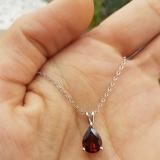 1.50 Carat (ctw) Sterling Silver Pear Cut Garnet Ladies Solitaire Pendant (Chain Included) 1 1/2 CT