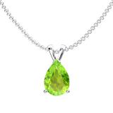 1.50 Carat (ctw) Sterling Silver Pear Cut Peridot Ladies Solitaire Pendant (Chain Included) 1 1/2 CT
