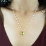 1.50 Carat (ctw) Sterling Silver Pear Cut Peridot Ladies Solitaire Pendant (Chain Included) 1 1/2 CT