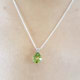1.50 Carat (ctw) Sterling Silver Pear Cut Peridot Ladies Solitaire Pendant (Chain Included) 1 1/2 CT