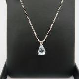 1.50 Carat (ctw) Sterling Silver Pear Cut Aquamarine Ladies Solitaire Pendant (Chain Included) 1 1/2 CT
