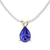 1.50 Carat (ctw) Sterling Silver Pear Cut Tanzanite Ladies Solitaire Pendant (Chain Included) 1 1/2 CT