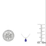1.50 Carat (ctw) Sterling Silver Pear Cut Tanzanite Ladies Solitaire Pendant (Chain Included) 1 1/2 CT