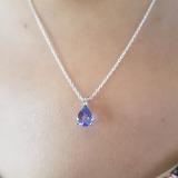1.50 Carat (ctw) Sterling Silver Pear Cut Tanzanite Ladies Solitaire Pendant (Chain Included) 1 1/2 CT