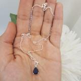 1.50 Carat (ctw) Sterling Silver Pear Cut Blue Sapphire Ladies Solitaire Pendant (Chain Included) 1 1/2 CT