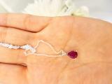 1.50 Carat (ctw) Sterling Silver Pear Cut Ruby Ladies Solitaire Pendant (Chain Included) 1 1/2 CT
