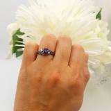 0.50 Carat (ctw) Black Rhodium Plated 10K White Gold Round Diamond & Amethyst Ladies Swirl Bridal Engagement Ring Matching Band Set 1/2 CT