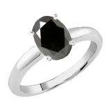 1.00 Carat (Ctw) Sterling Silver Oval Cut Black Sapphire Ladies Solitaire Bridal Engagement Ring 1 CT
