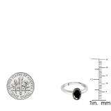 1.00 Carat (Ctw) Sterling Silver Oval Cut Black Sapphire Ladies Solitaire Bridal Engagement Ring 1 CT